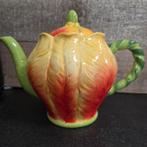 Brocante Portugees aardewerk barbotine theepot, Ophalen of Verzenden