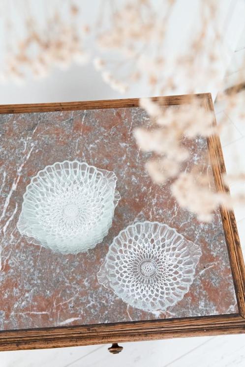 Vintage glazen schaaltjes zonnebloem (set van 5), Antiek en Kunst, Antiek | Glas en Kristal, Ophalen of Verzenden