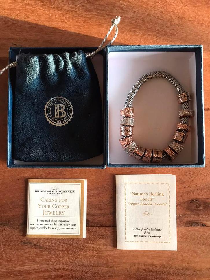 Koperen kralen of bedel armband (“Nature’s Healing Touch), Sieraden, Tassen en Uiterlijk, Armbanden, Nieuw, Overige materialen