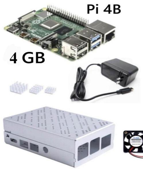 Raspberry PI4 , Metalen Case +Fan+ Heatsinks+Voeding, Nieuw, Computers en Software, Moederborden, Nieuw, Overige typen, DDR4, Verzenden