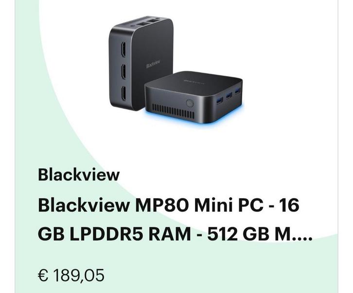Mini PC blackview, Computers en Software, NAS, Zo goed als nieuw, Ophalen