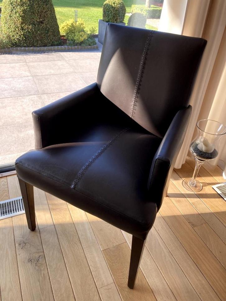 (Eetkamer)STOELEN, Huis en Inrichting, Stoelen, Zo goed als nieuw, Vijf, Zes of meer stoelen, Hout, Leer, Bruin, Ophalen
