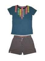 Super tof blauw-roze ALBA KID retro shortje in maat 134., Broek, Zo goed als nieuw, Alba Kid, Verzenden