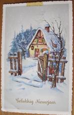 Gelukkig nieuwjaar - huis in de sneeuw met hek - 1964, Verzamelen, Ansichtkaarten | Themakaarten, Gelopen, Seizoenen, 1960 tot 1980