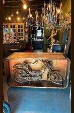 Stoere unieke balie met ingebouwde brommer – echte blikvange, Huis en Inrichting, Barren, Ophalen, Zo goed als nieuw