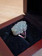 Jadeïet Pixiu Ring - 14k Witgoud & Certificaat, Nieuw, Ophalen of Verzenden, Met edelsteen, Dame