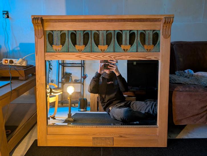 Art Nouveau Spiegel met Keramische Tegels – Authentiek, Antiek en Kunst, Antiek | Spiegels, Rechthoekig, Ophalen