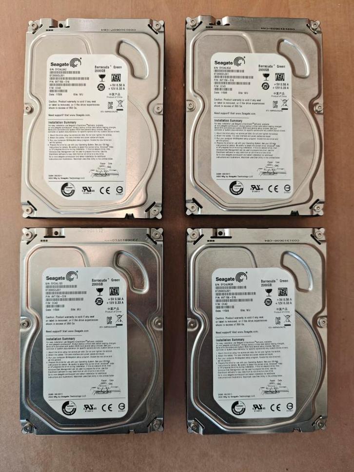 4x 2TB Seagate Barracuda HDD - Gebruikt, Computers en Software, Harde schijven, Gebruikt, Desktop, Intern, HDD, SATA, Ophalen of Verzenden