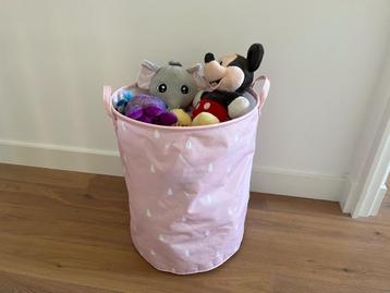 Opbergmand zachtroze H&M Home - met knuffels beschikbaar voor biedingen