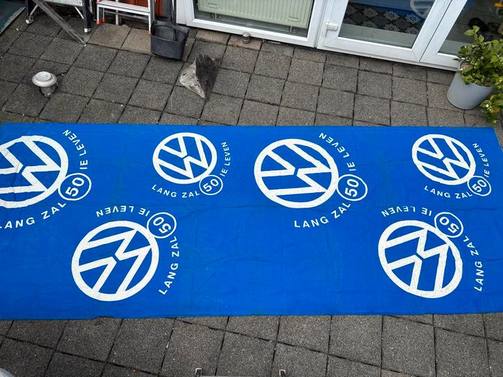 Grote VW Vlag / Banner - 50 Jaar Volkswagen 1986, Diversen, Vlaggen en Wimpels, Ophalen of Verzenden