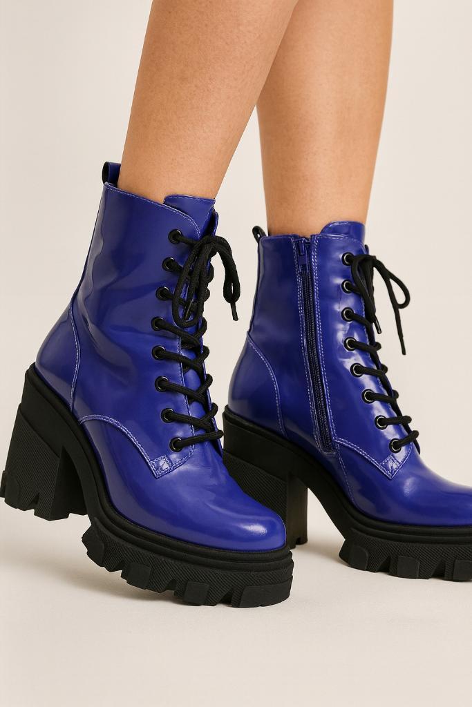 Bronx platform combat boots maat 37, Kleding | Dames, Schoenen, Zo goed als nieuw, Lage of Enkellaarzen, Blauw, Ophalen of Verzenden