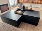 Woood blok salontafel set van drie zwart, Huis en Inrichting, Tafels | Salontafels, Ophalen, 50 tot 100 cm, Rond, Zo goed als nieuw