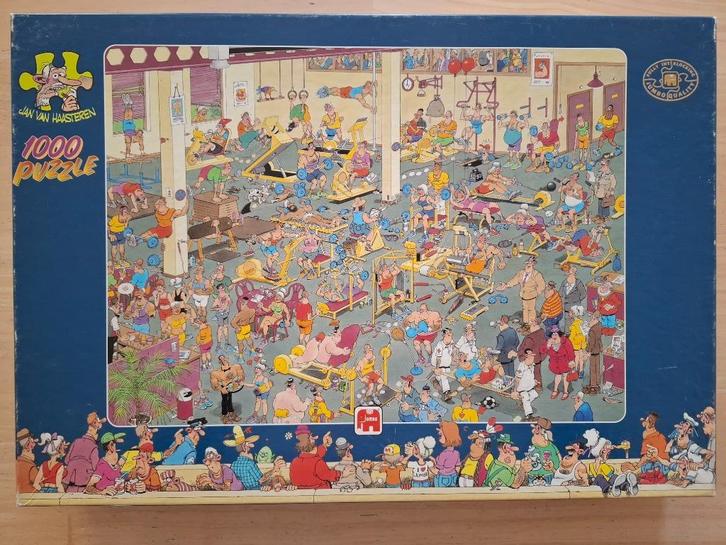 Jan van Haasteren - In het fitnesscentrum (1000 stukjes), Hobby en Vrije tijd, Denksport en Puzzels, Gebruikt, Legpuzzel, 500 t/m 1500 stukjes