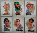 6 karikaturen - carter, castro, kissinger, fonzie, brel, Ophalen of Verzenden, 1960 tot 1980, Ongelopen, Overige thema's