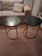 2 marmeren bijzettafels, Huis en Inrichting, Tafels | Bijzettafels, 45 tot 60 cm, Minder dan 55 cm, Rond, Ophalen of Verzenden