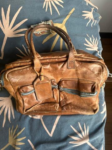 Cowboysbag Bruine Tas met Spijkerstof Details beschikbaar voor biedingen