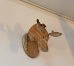 Handgemaakte houten eland kop - mini +/- 20cm - hangmodel, Ophalen of Verzenden