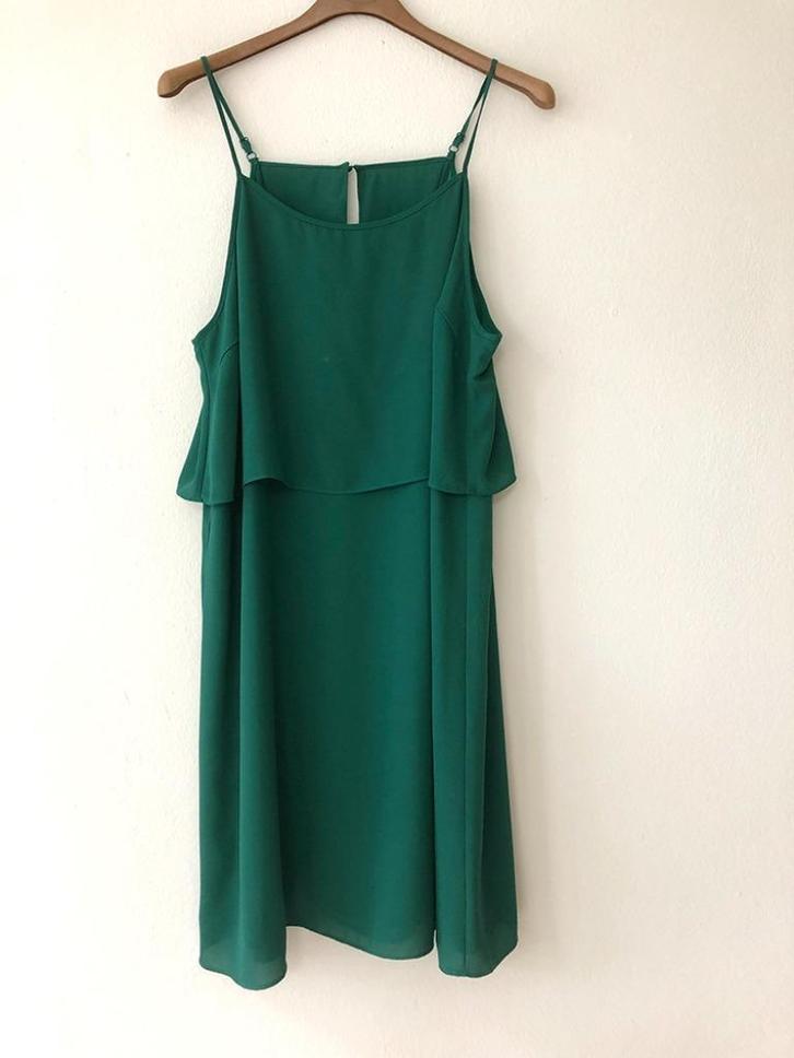Zomerjurkje in flessengroen, Whkmp's own, maat 46, Kleding | Dames, Jurken, Zo goed als nieuw, Maat 46/48 (XL) of groter, Groen