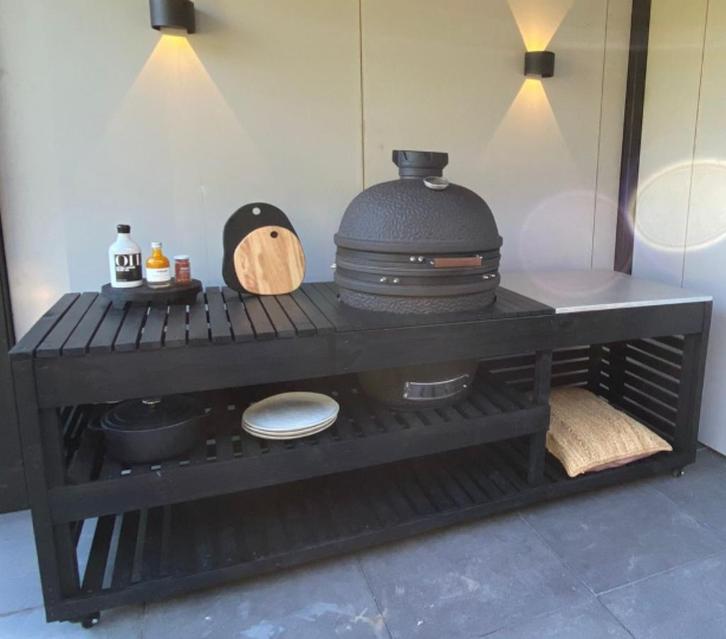 Stijlvolle Buitenkeuken/ Kamado tafel, Tuin en Terras, Buitenkeukens, Nieuw, Houtskool, Ophalen of Verzenden