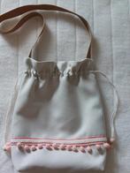 Linnen Buideltas met Roze Pompons, Ophalen of Verzenden, Nieuw, Beige, Schoudertasje