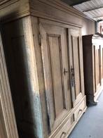 Antieke kast oud eiken geloogd demontabel servieskast, Ophalen, Gebruikt, 25 tot 50 cm, 200 cm of meer