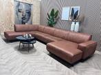 ZGAN De Bommel Lederen U-Bank /Hoekbank - Cognac - 394cm, Huis en Inrichting, Ophalen, -, -, Hoekbank