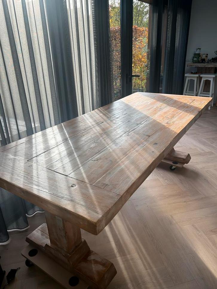 Houten Keukentafel (kloostertafel), Huis en Inrichting, Tafels | Eettafels, Gebruikt, 100 tot 150 cm, 200 cm of meer, Vijf personen of meer