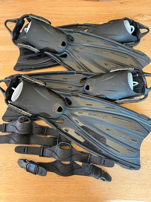 2 paar Tusa Solla open hiel vinnen maat S, incl.bungeestraps, Watersport en Boten, Duiken, Gebruikt, Zwem- of Duikvliezen, Ophalen