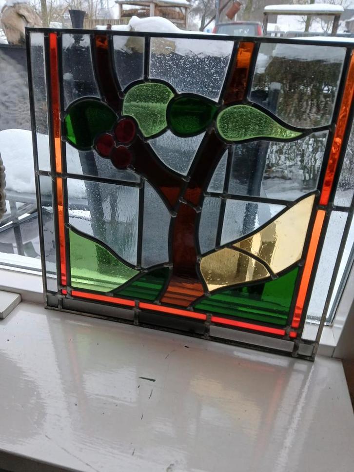 glas in lood raam, Doe-het-zelf en Verbouw, Glas en Ramen, Gebruikt, Gevelraam of Ruit, Minder dan 80 cm, Minder dan 80 cm, Glas in lood