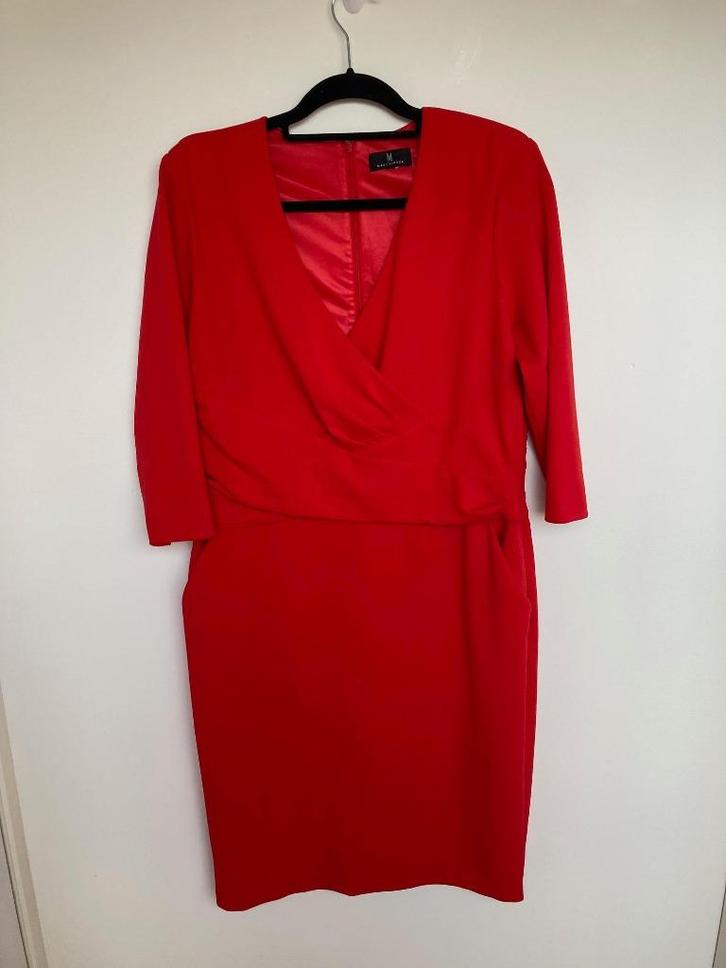 Mart Visser rode gedrapeerde kokerjurk maat XL, Kleding | Dames, Jurken, Zo goed als nieuw, Maat 46/48 (XL) of groter, Rood, Knielengte