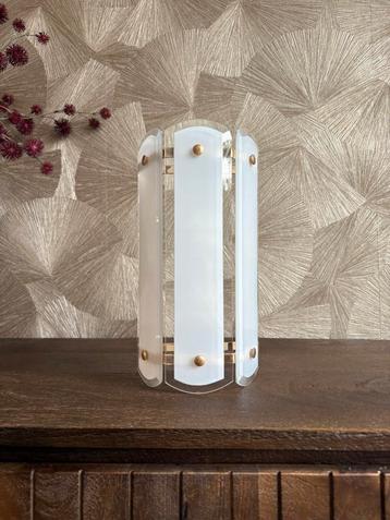 Vintage Mid Century wandlamp messing & glas beschikbaar voor biedingen