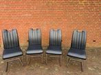 Set van 4 zwarte eetkamerstoelen, Huis en Inrichting, Stoelen, Ophalen, Gebruikt, Zwart, Vier