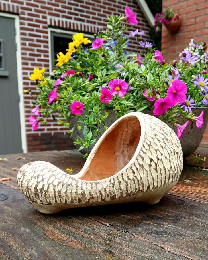 Vintage bloempot - retro bloempot, Tuin en Terras, Bloempotten, Gebruikt, Aardewerk, Binnen, Minder dan 40 cm, Minder dan 25 cm