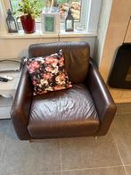 Nu voor maar € 100 !  2 Leren Fauteuils, Lounge & Hocker, Ophalen, Gebruikt, Minder dan 75 cm, Leer