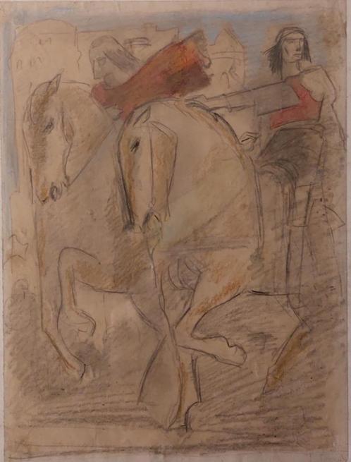 Willem van Konijnenburg  ''studie van ruiters te paard'', Antiek en Kunst, Kunst | Schilderijen | Klassiek, Ophalen of Verzenden