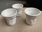 Set van 3 witte porseleinen Bialetti espressokopjes, Ophalen of Verzenden, Zo goed als nieuw