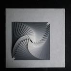 Vintage houten kunstwerk muurdecoratie in grijstinten 49x49, Ophalen of Verzenden