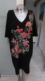 MS Mode xl prachtig tuniek/jurk zwart met bloem, Verzenden, Zo goed als nieuw, MS Mode, Jurk