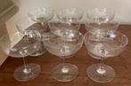 9 Antieke kristallen Champagne Coupes, Ophalen of Verzenden