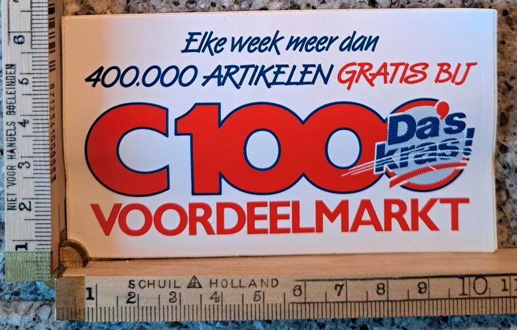 Vintage sticker Supermarkt C1000 Voordeelmarkt krassen, Hobby en Vrije tijd, Spaarzegeltjes, Zegels, Bonnen of Punten, Ophalen of Verzenden