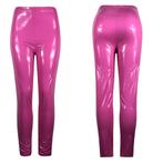 Roze glimmende legging wetlook leren lak broek maat S M L XL, Kleding | Dames, Broeken en Pantalons, Nieuw, Lang, Roze, Verzenden