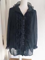Elegante zwarte blouse met ruches Gloockler maat L/XL, Zwart, Maat 42/44 (L), Ophalen of Verzenden, Zo goed als nieuw