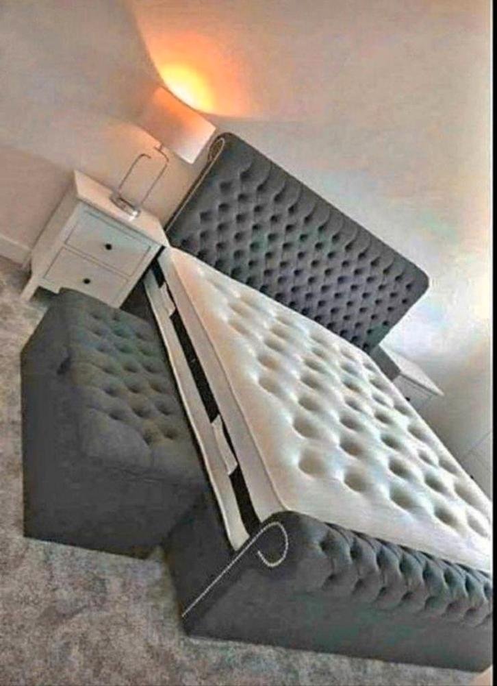 Luxe Gestoffeerd Bed – Verkrijgbaar in Single, Double, Queen, Huis en Inrichting, Slaapkamer | Beddengoed, Nieuw, Tweepersoons