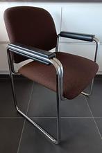 Vintage Drabert stoelen met chrome onderstel., Huis en Inrichting, Stoelen, Drie, Gebruikt, Metaal, Bruin