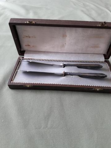 duits zilver 800 antiek botermes + kaasmes in originele doos beschikbaar voor biedingen