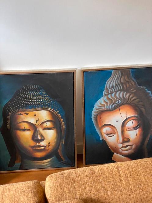 Twee Grote Schilderijen van Boeddha – Handgeschilderd, Huis en Inrichting, Woonaccessoires | Schilderijen, Tekeningen en Foto's