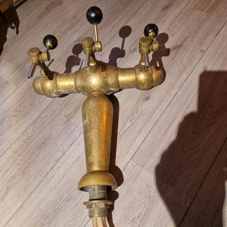 Vintage Messing Biertap met 3 Kranen, Witgoed en Apparatuur, Thuistaps, Ophalen of Verzenden