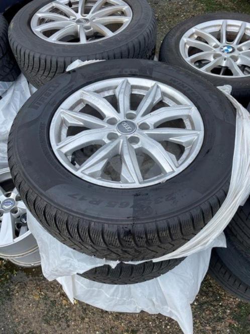 velgen + banden Audi Q5 M+S 235 65 17 Pirelli Zomer + Winter, Auto-onderdelen, Banden en Velgen, Velg(en), All Season, 17 inch