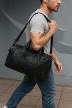 Presly&Sun - Cody - Leren Weekendtas KL-Zwart, Sieraden, Tassen en Uiterlijk, Tassen | Reistassen en Weekendtassen, 40 tot 60 cm