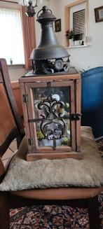 Houten/ metalen  lantaarn., Antiek en Kunst, Antiek | Lampen, Ophalen of Verzenden